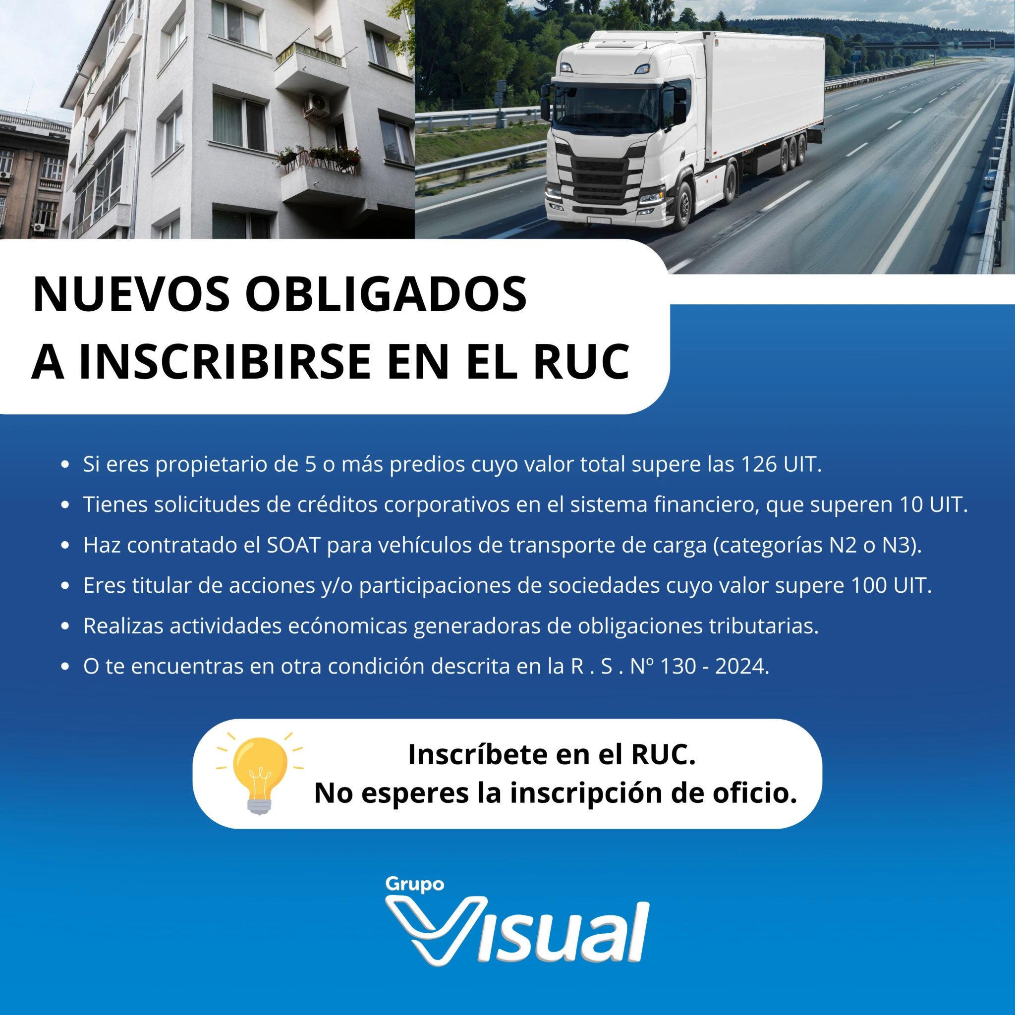Información sobre los supuestos para los nuevos obligados a inscribirse en el RUC